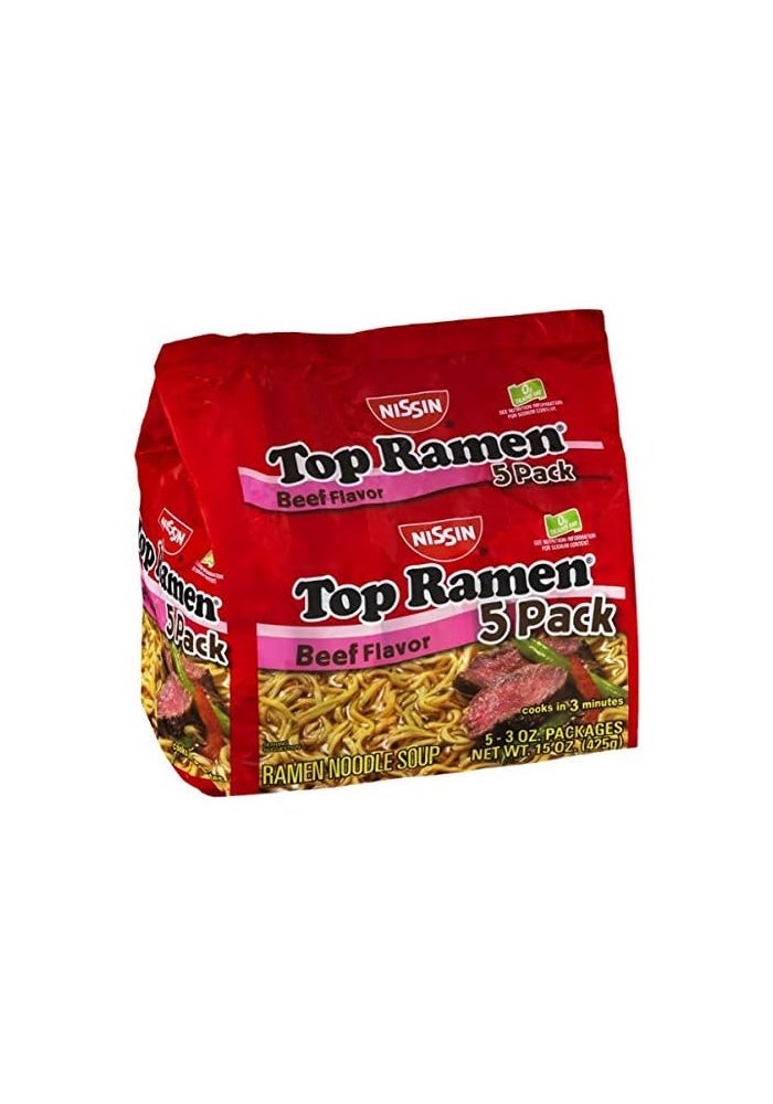 Nissin Top Ramen Beef Flavor - 5 Pack - Image 2
